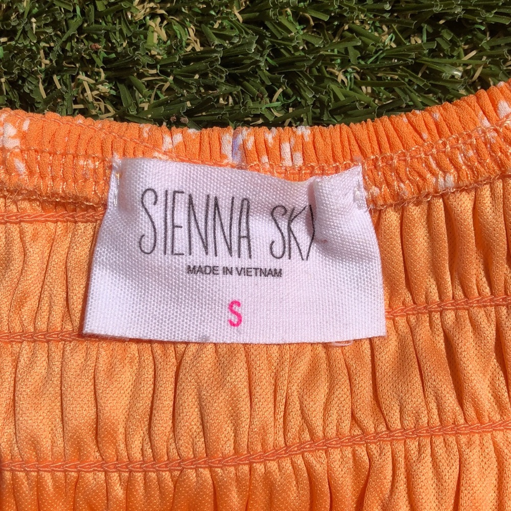 Sienna Sky Orange Floral Tie-Front Puff Sleeve Dress - Picture 4 of 4